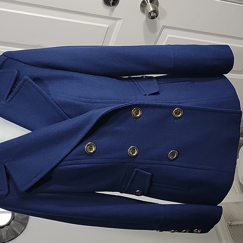 Michael Kors Double Breasted Women's Blue Pea Coat Size Small